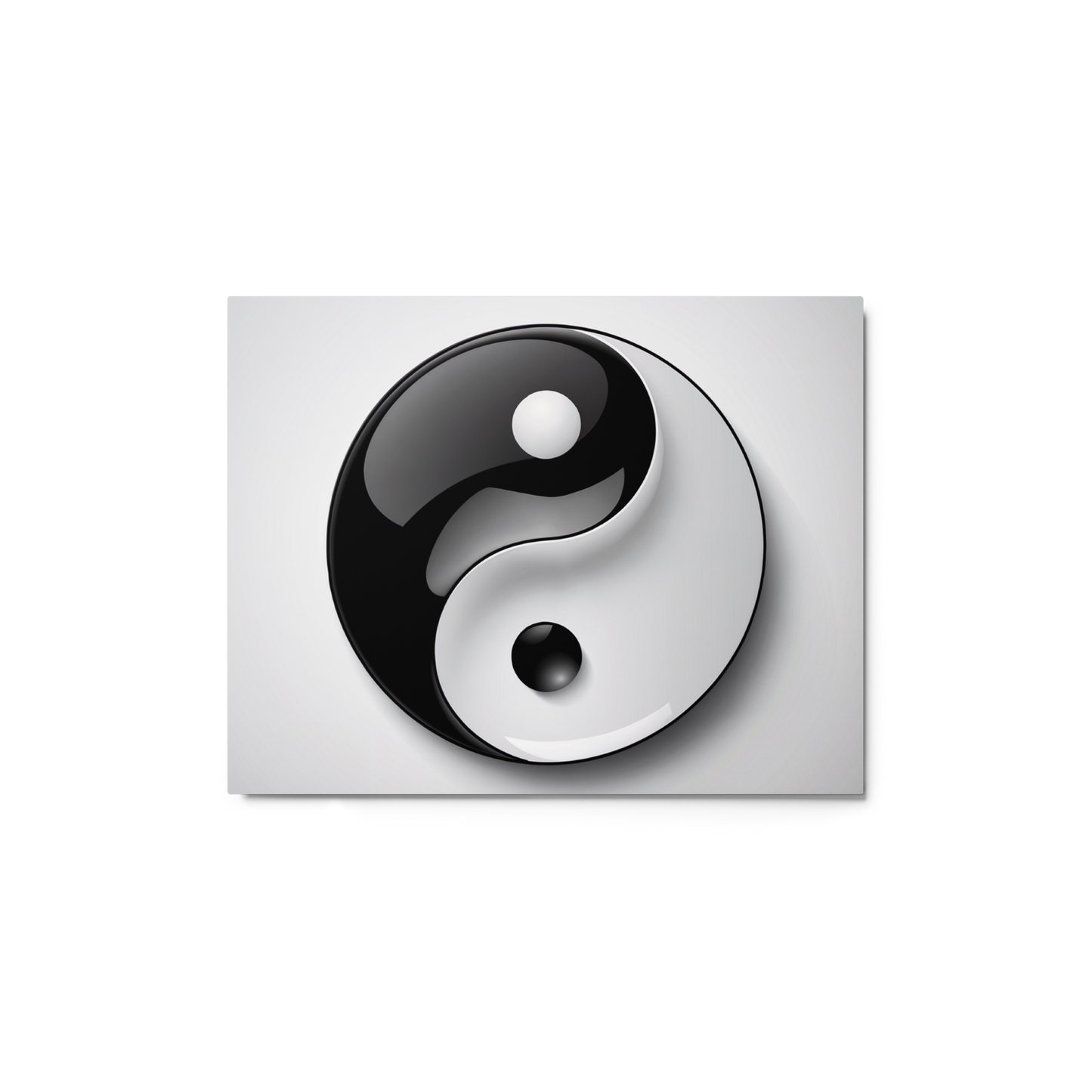 Balance in Motion - Black and White Yin and Yang Shiny Metal Art Print