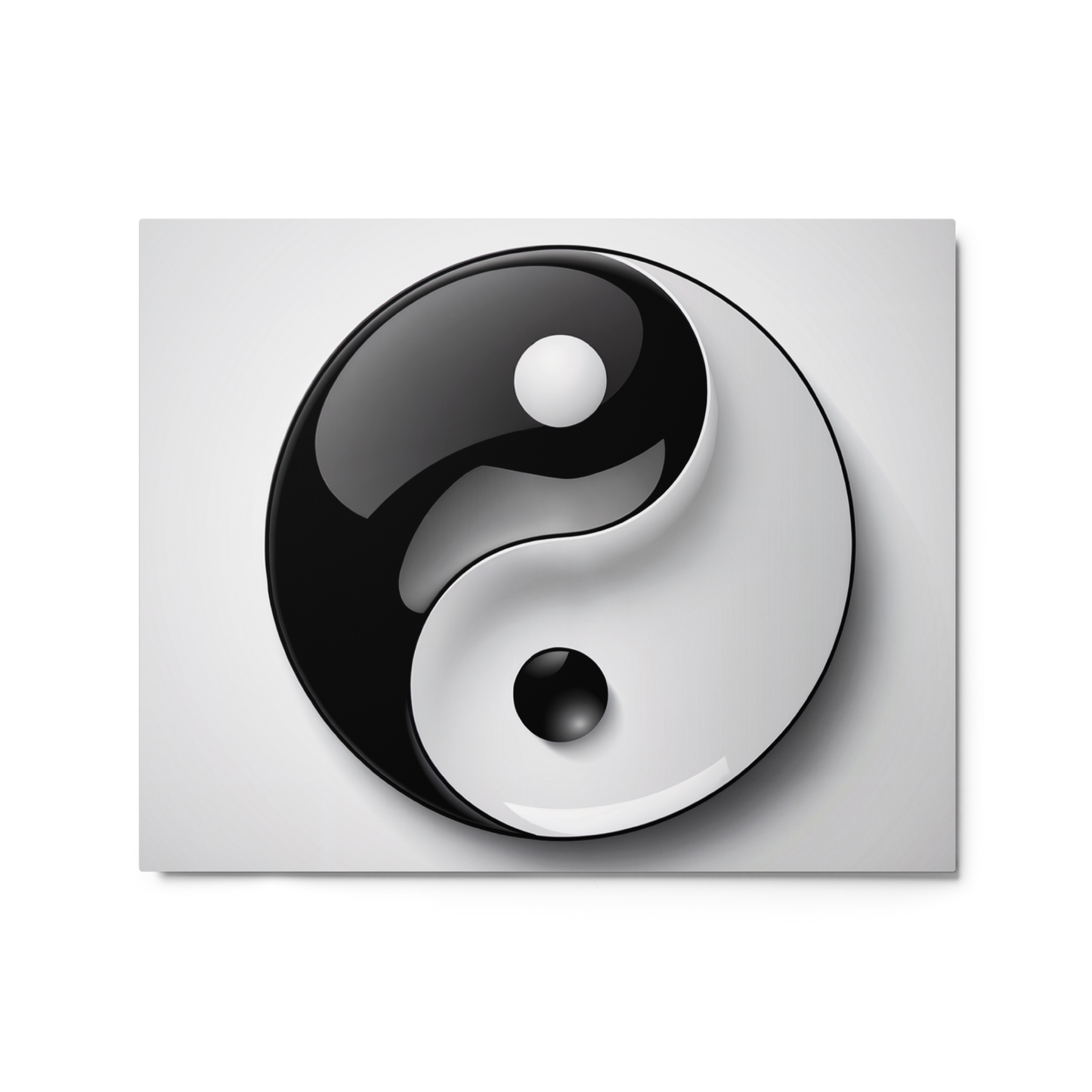 Balance in Motion - Black and White Yin and Yang Shiny Metal Art Print