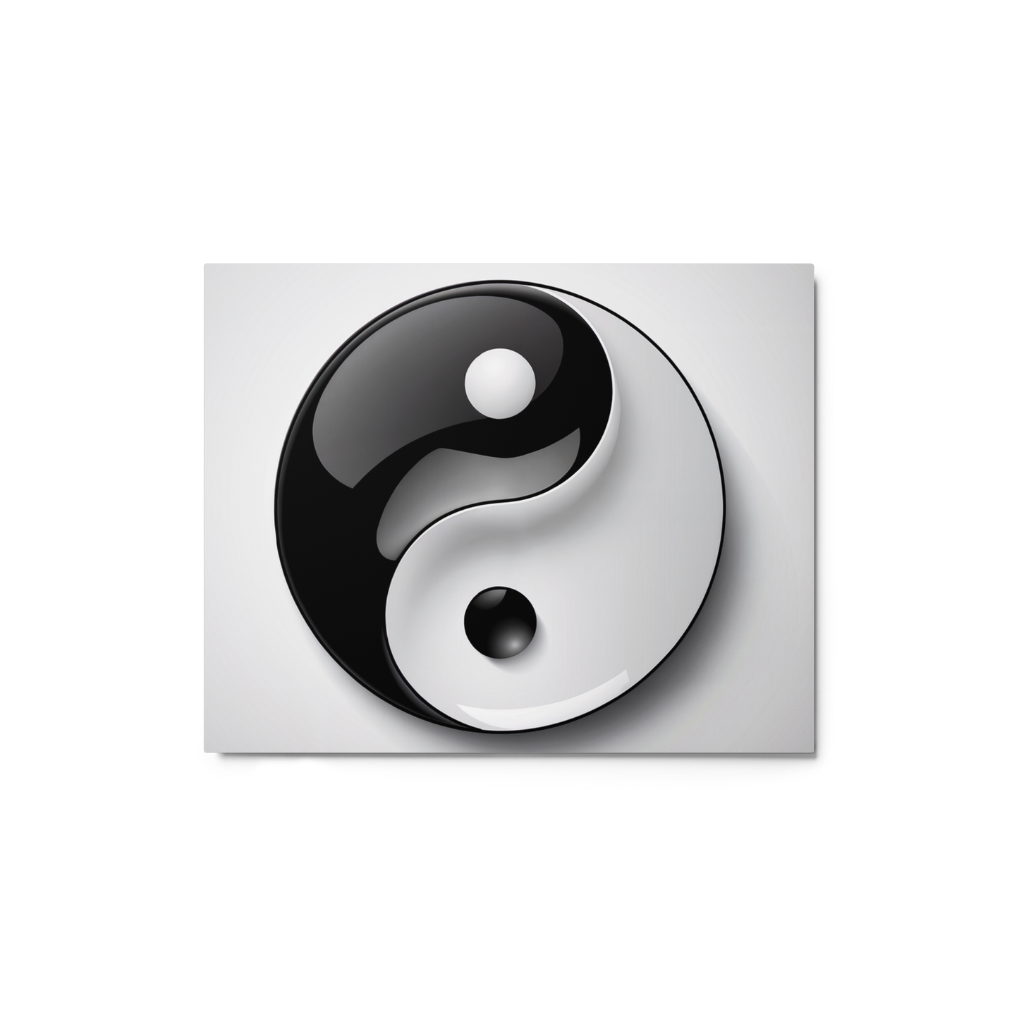 Balance in Motion - Black and White Yin and Yang Shiny Metal Art Print